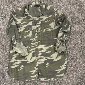 Express Green and Gray Camo Shirt